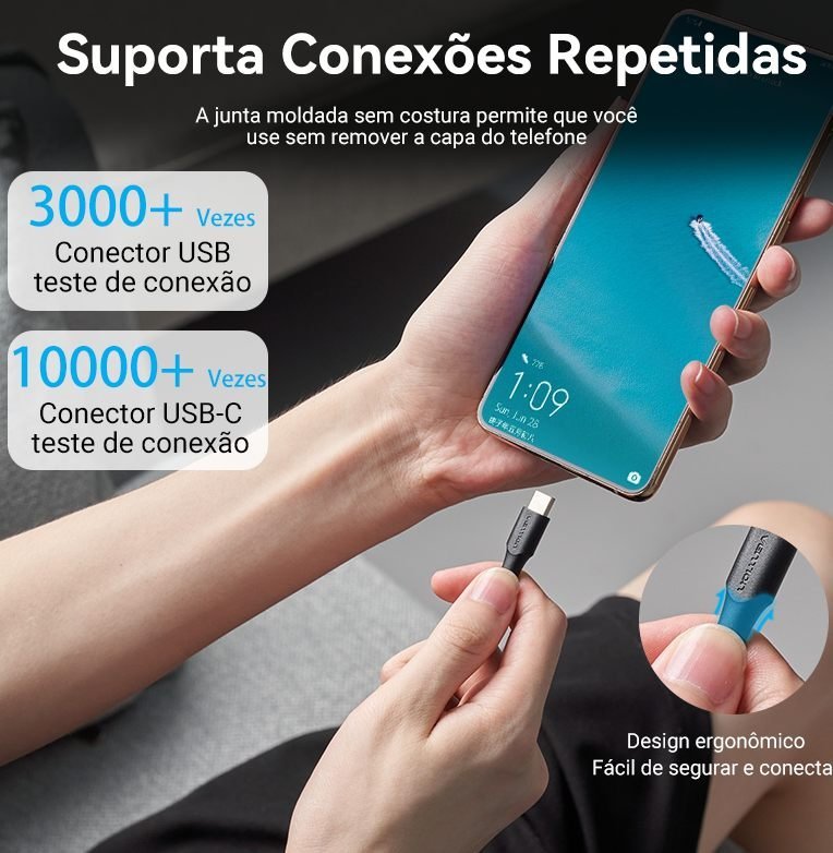 Cabo Carregador Rápido para Celular USB C - Vention - Imagem 8