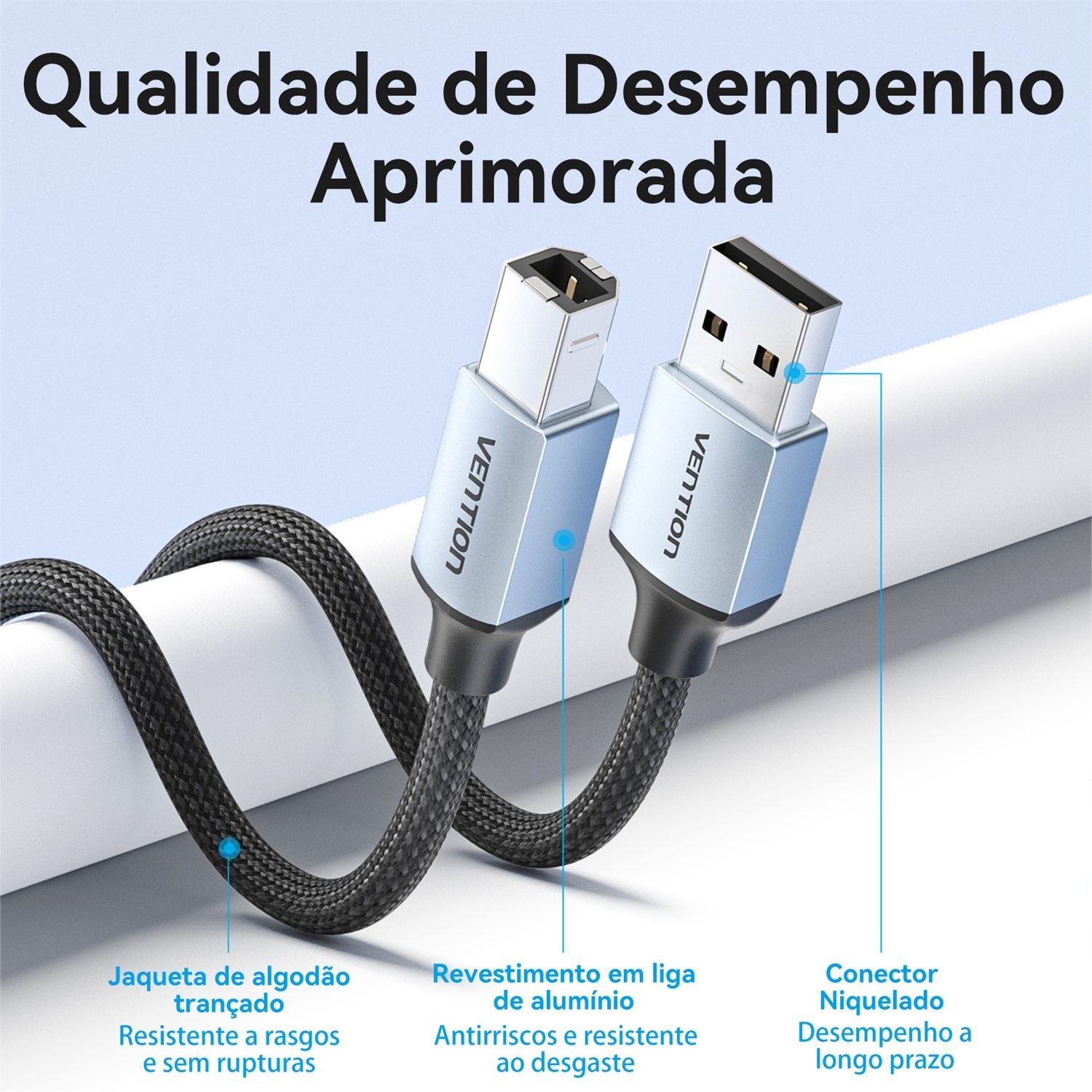 Cabo de Impressora USB 2.0 x USB Tipo-B Printter - Vention - Imagem 9