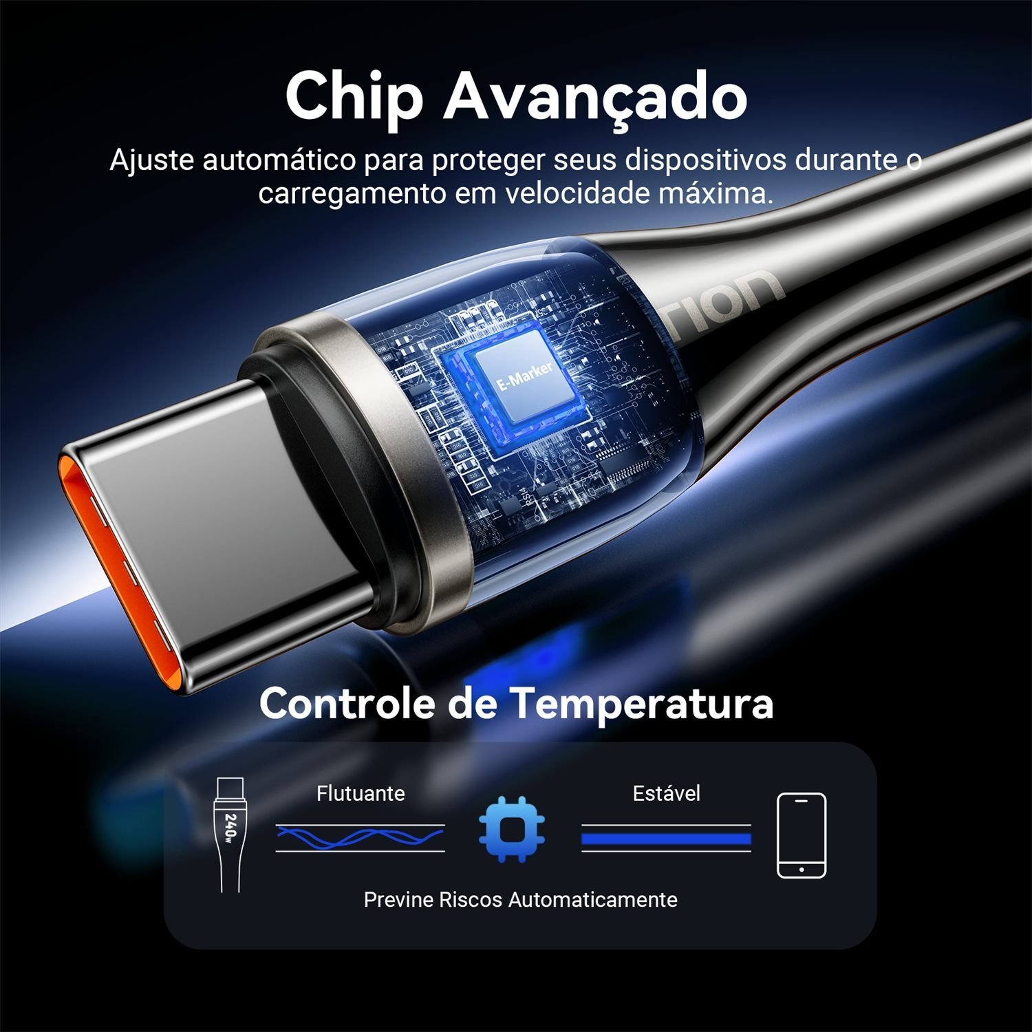Cabo Carregador Celular USB Tipo C Turbo PD 100W - Vention - Imagem 5