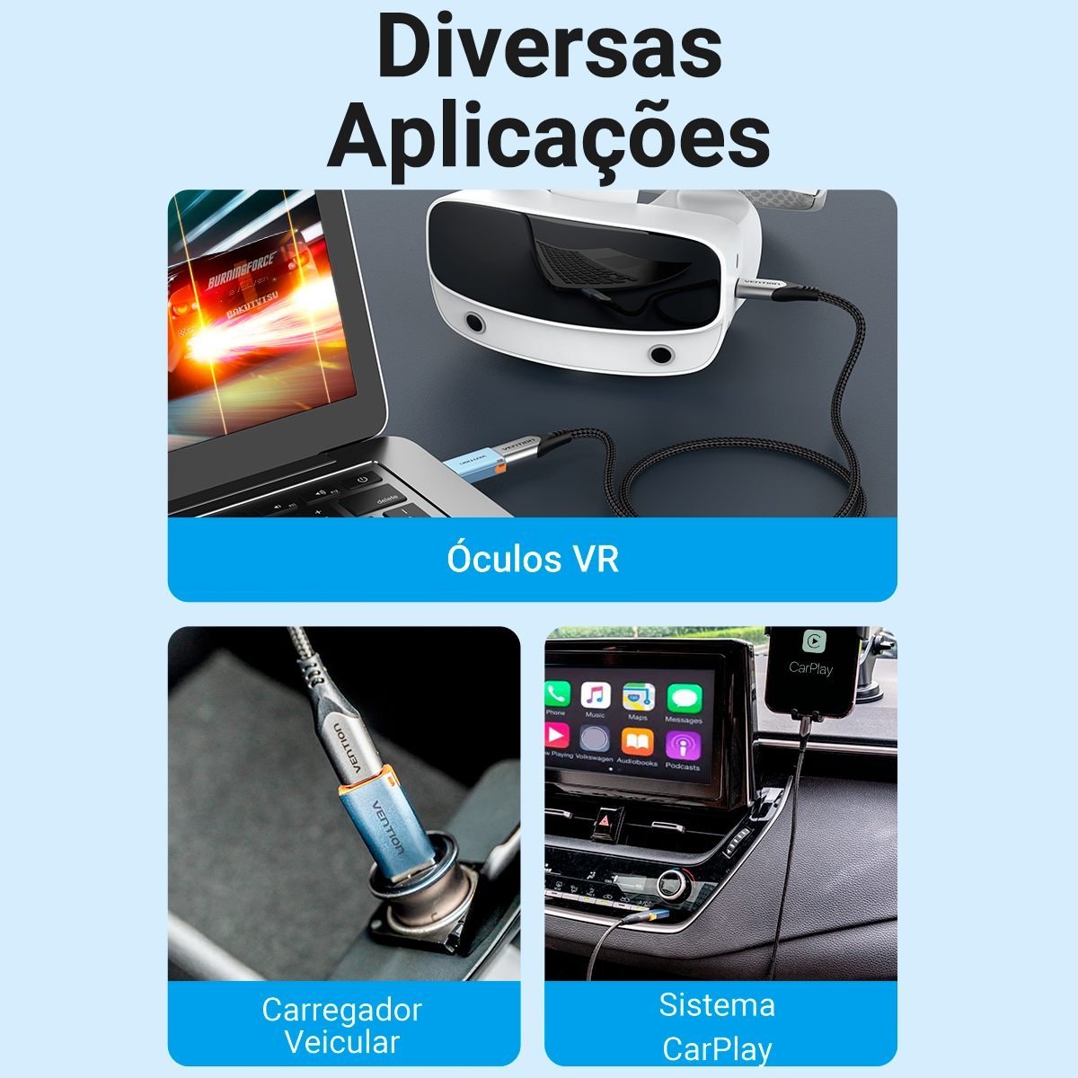 Adaptador OTG USB-A para USB-C 3.1 10 Gbps Fone Dados - Vention - Imagem 6
