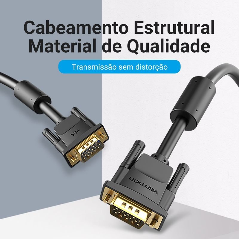 Cabo VGA para Monitor Lcd PC TV Projetor HD - Vention - Imagem 3