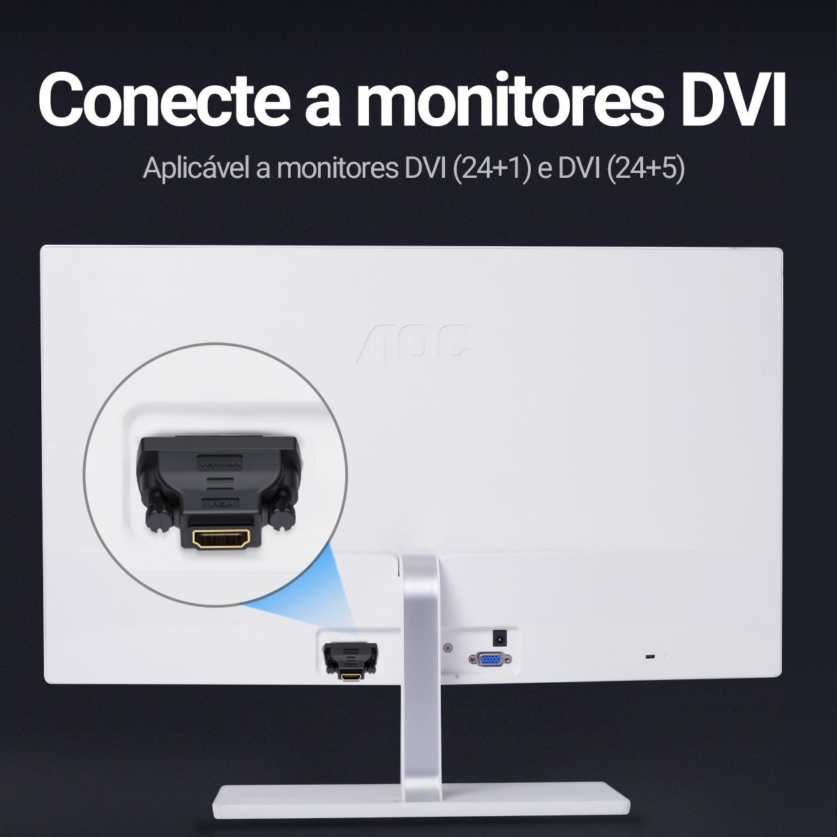 Adaptador DVI 24+1 24+5 x HDMI Monitor Notebook HD - Vention - Imagem 7