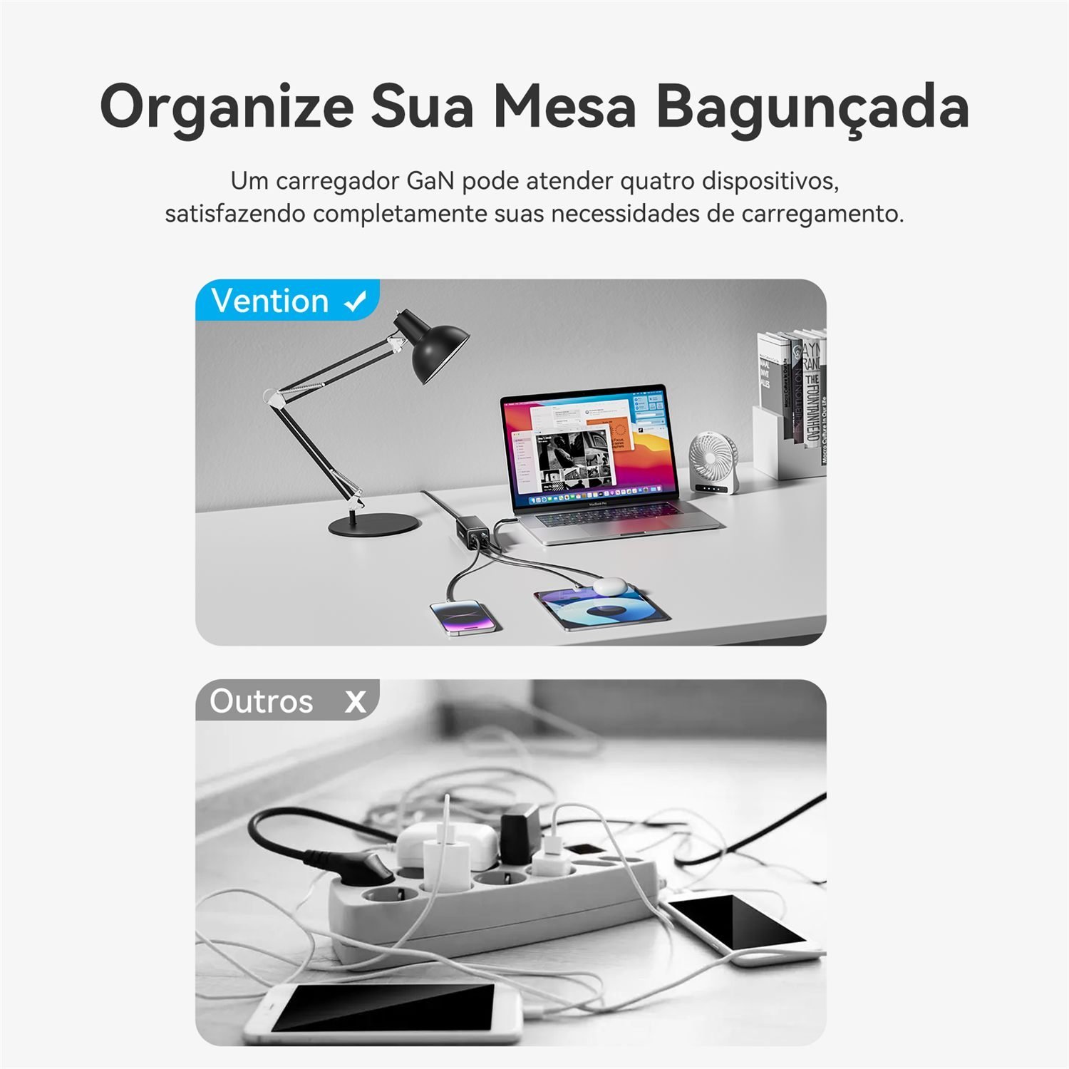 Carregador GaN 100W USB-C PD 4 Portas para Notebook - Vention - Imagem 3