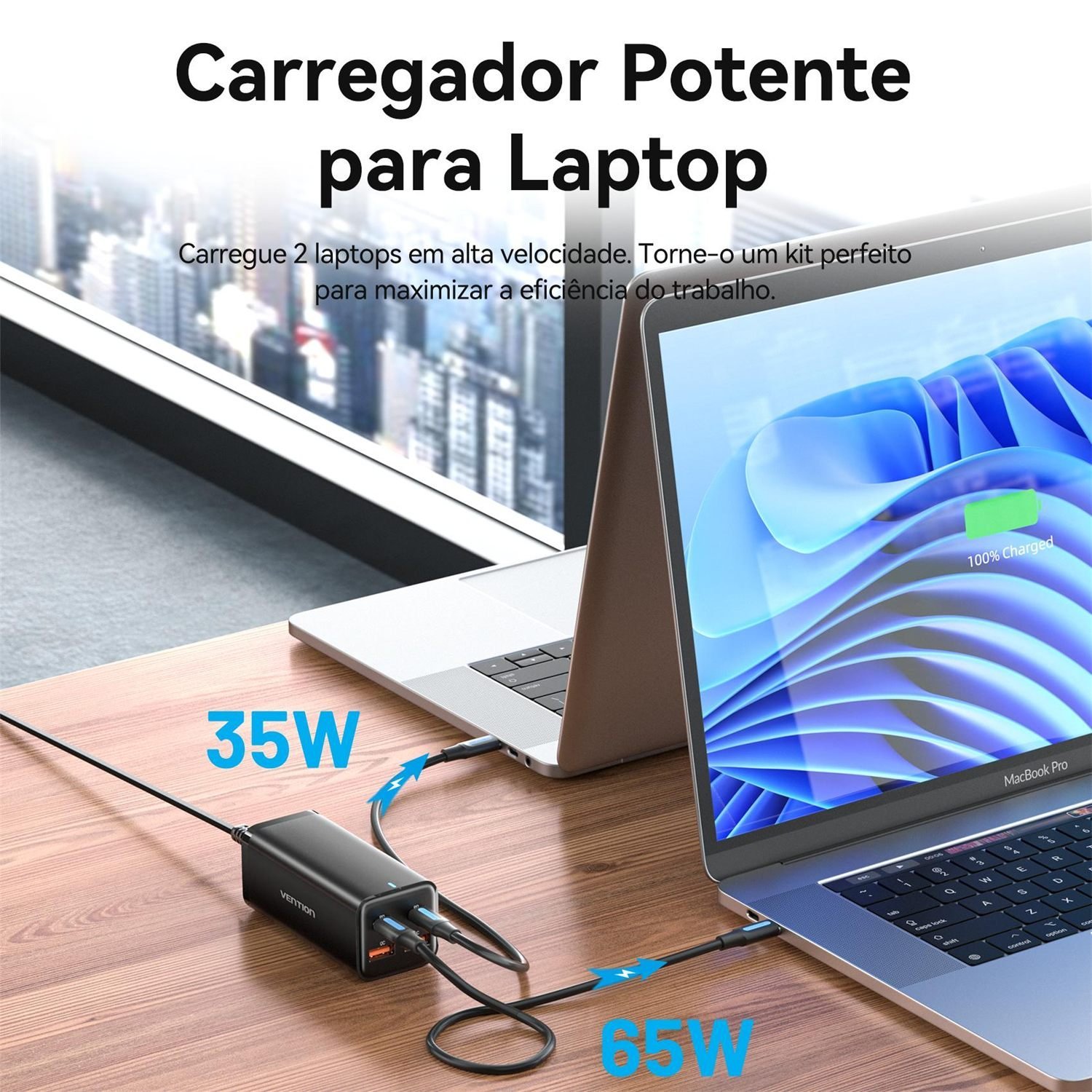 Carregador GaN 100W USB-C PD 4 Portas para Notebook - Vention - Imagem 6