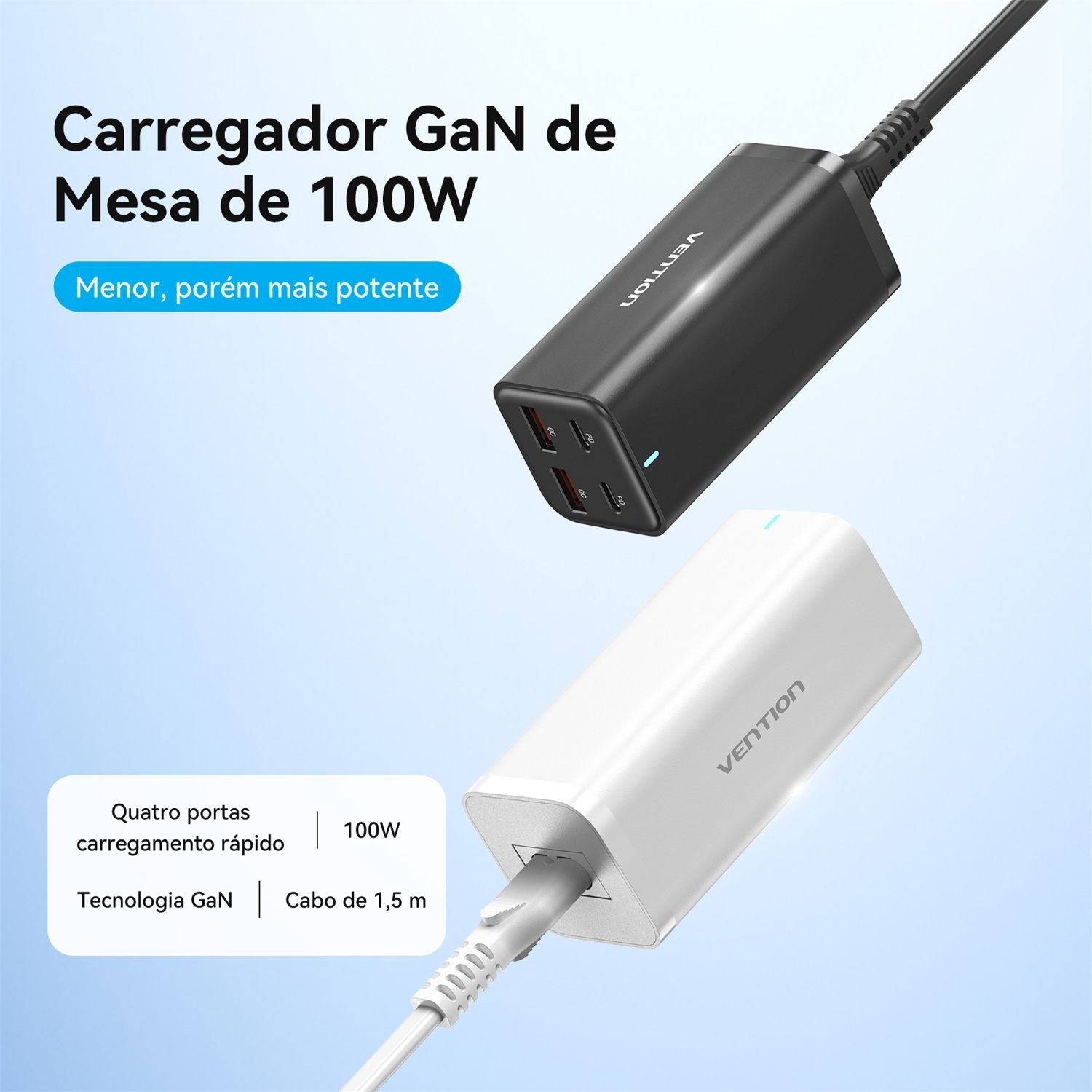 Carregador GaN 100W USB-C PD 4 Portas para Notebook - Vention - Imagem 8