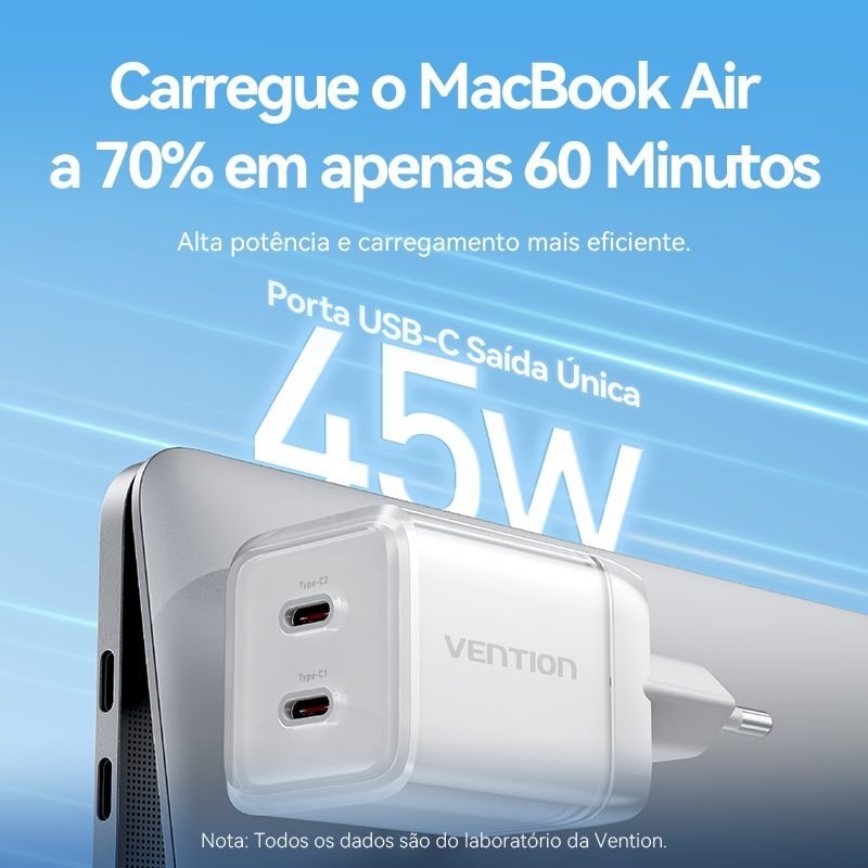 Fonte Parede Turbo 45W para iPhone 13 14 15 16 17 0W - Vention - Imagem 5