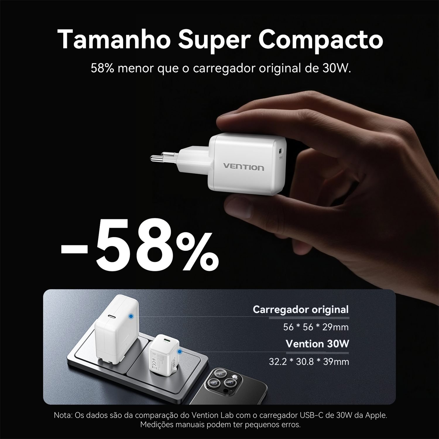 Fonte Turbo 30W para iPhone 13 14 15 16 17 Bivolt - Vention - Imagem 5