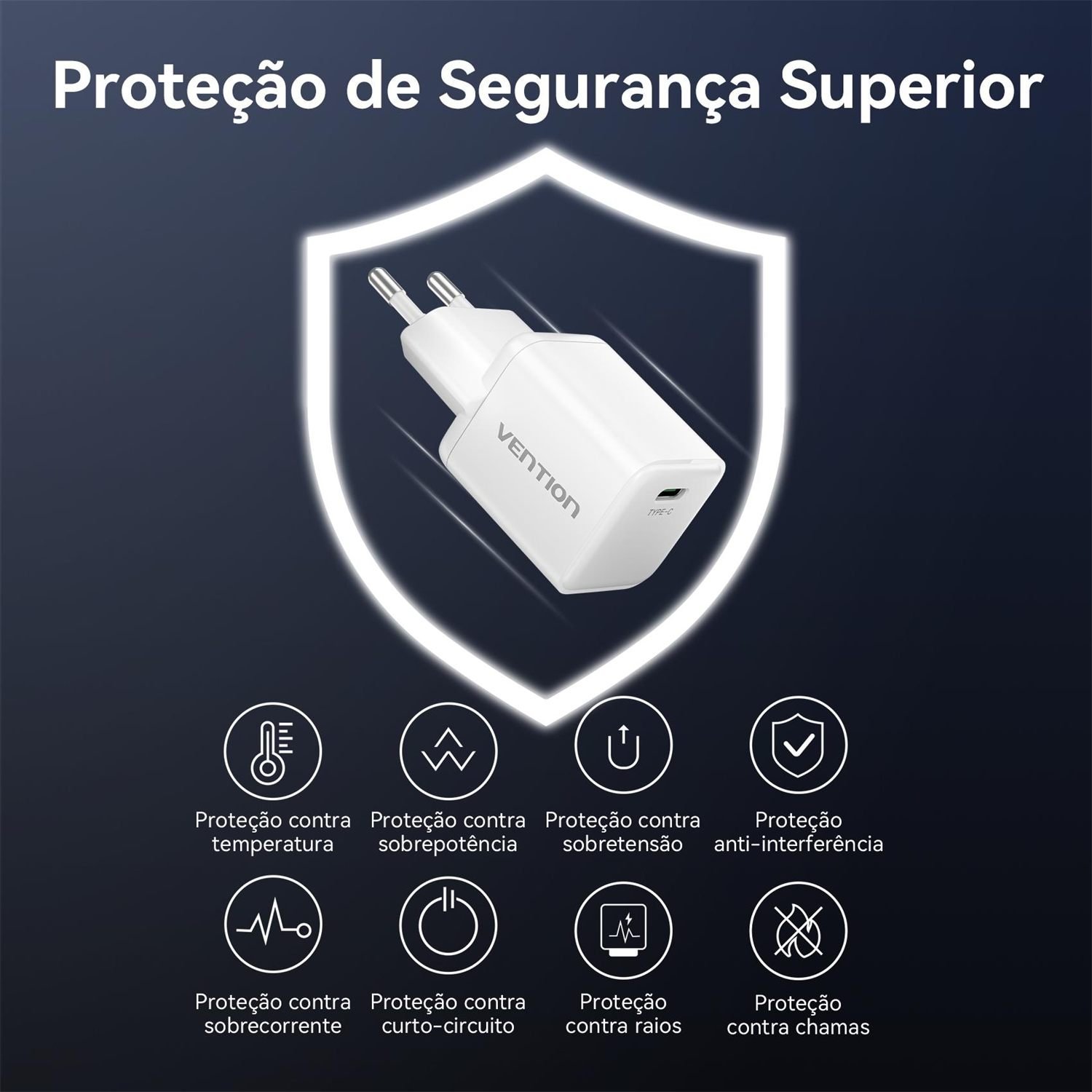 Fonte Turbo 30W para iPhone 13 14 15 16 17 Bivolt - Vention - Imagem 8