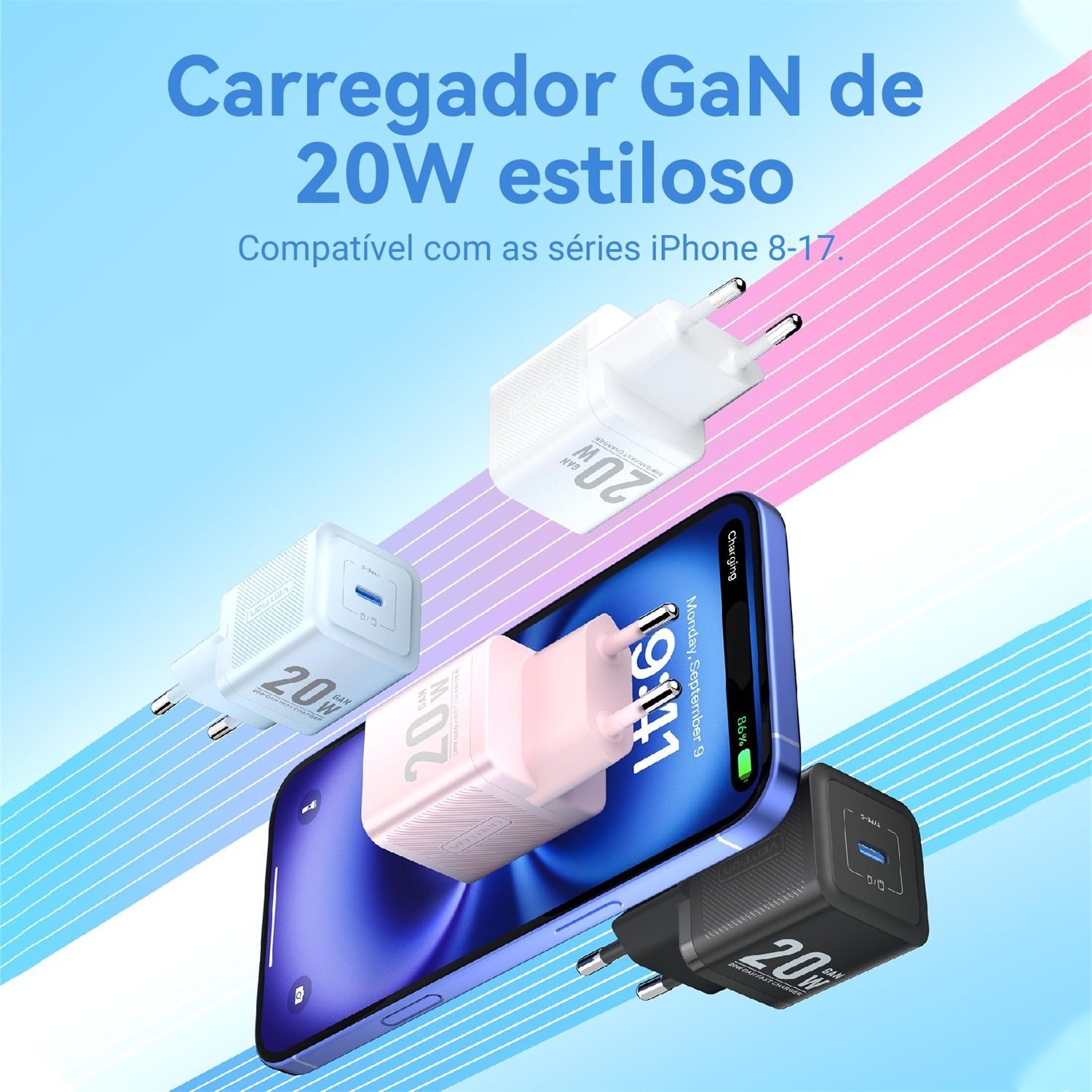 Fonte Turbo 20W para iPhone 13 14 15 16 17 Bivolt - Vention - Imagem 2