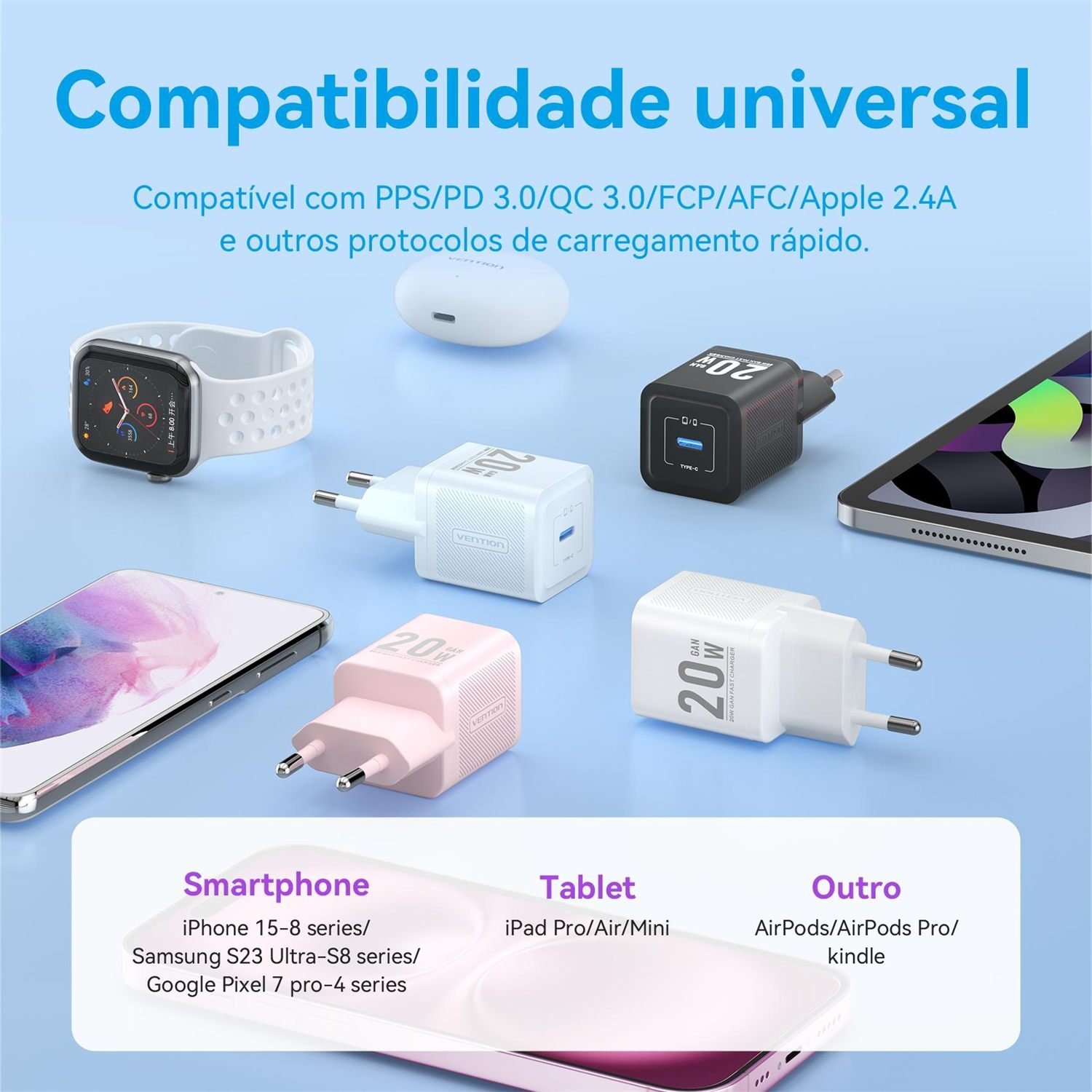 Fonte Turbo 20W para iPhone 13 14 15 16 17 Bivolt - Vention - Imagem 3