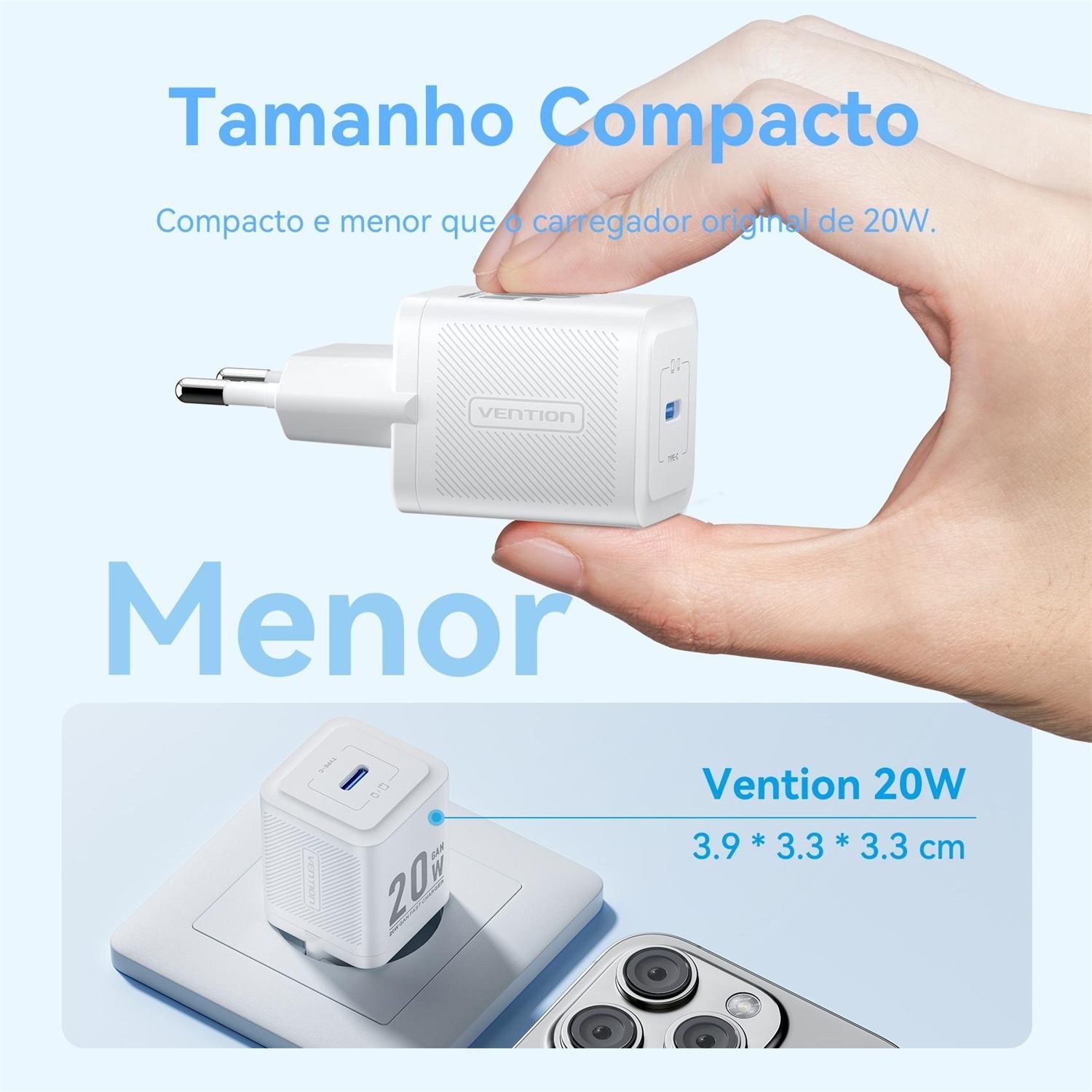 Fonte Turbo 20W para iPhone 13 14 15 16 17 Bivolt - Vention - Imagem 8