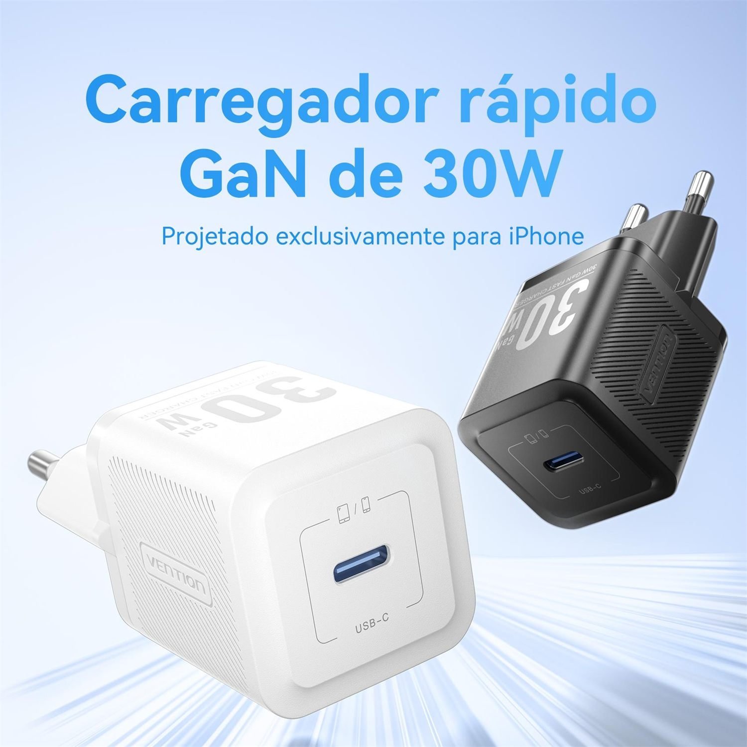 Carregador de Parede Turbo USB-C Premium 30W GaN - Vention - Imagem 2