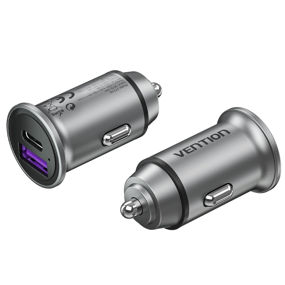 Carregador Celular Acendedor Cigarro Usb+tipo C 30W - Vention