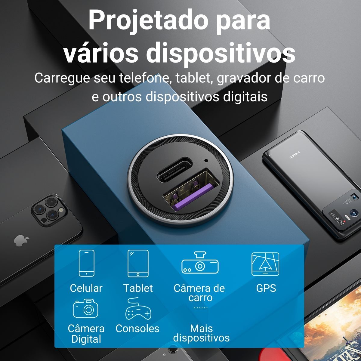 Carregador Celular Acendedor Cigarro Usb+tipo C 30W - Vention - Imagem 3