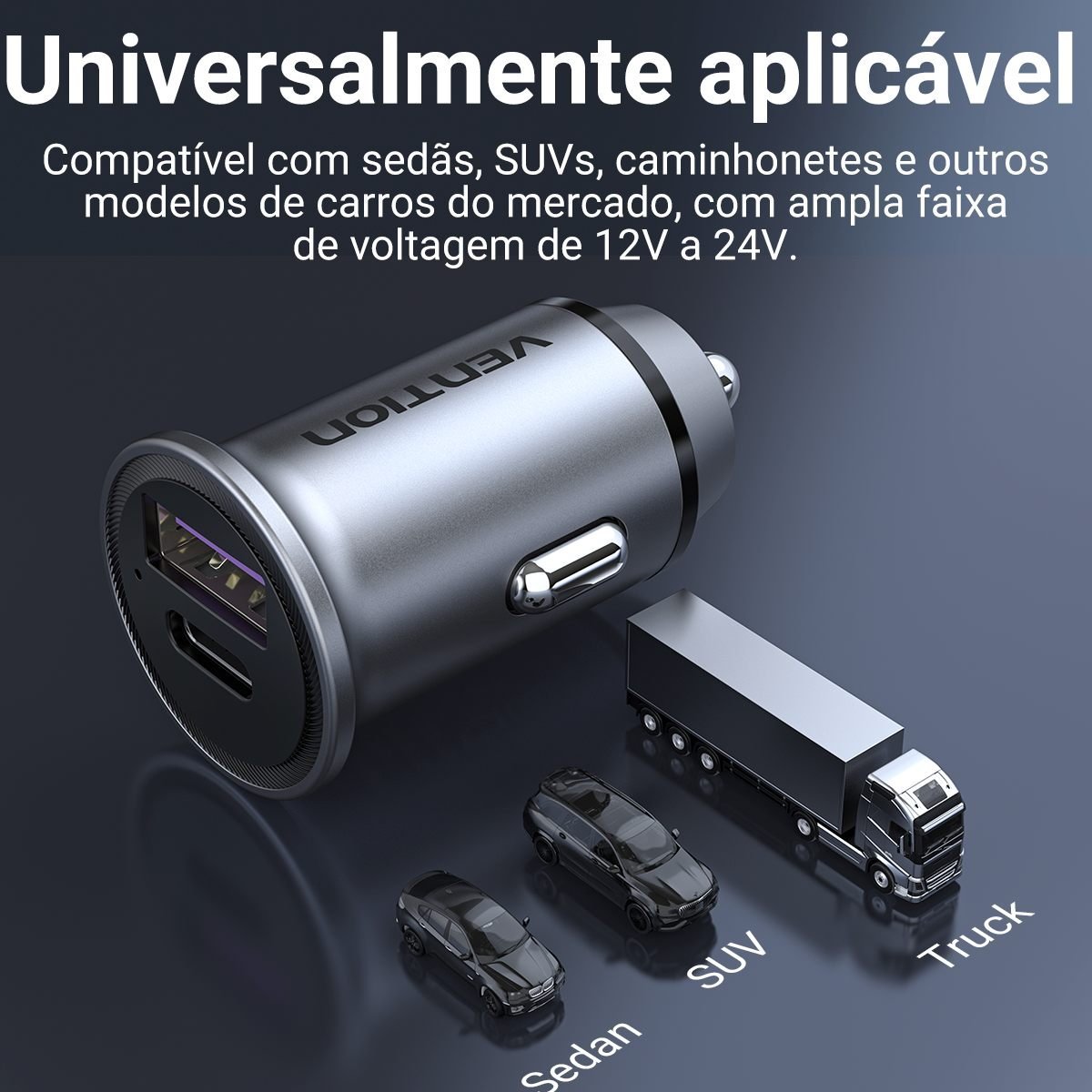 Carregador Celular Acendedor Cigarro Usb+tipo C 30W - Vention - Imagem 8