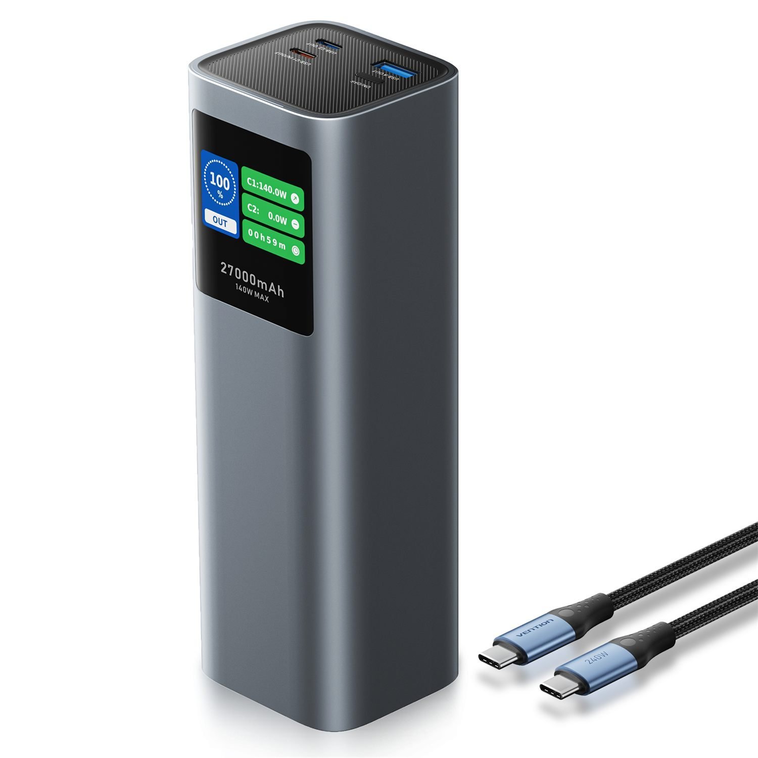 Power Bank 27000mAh 140W 2x USB-C + USB-A PD 3.1 - Vention