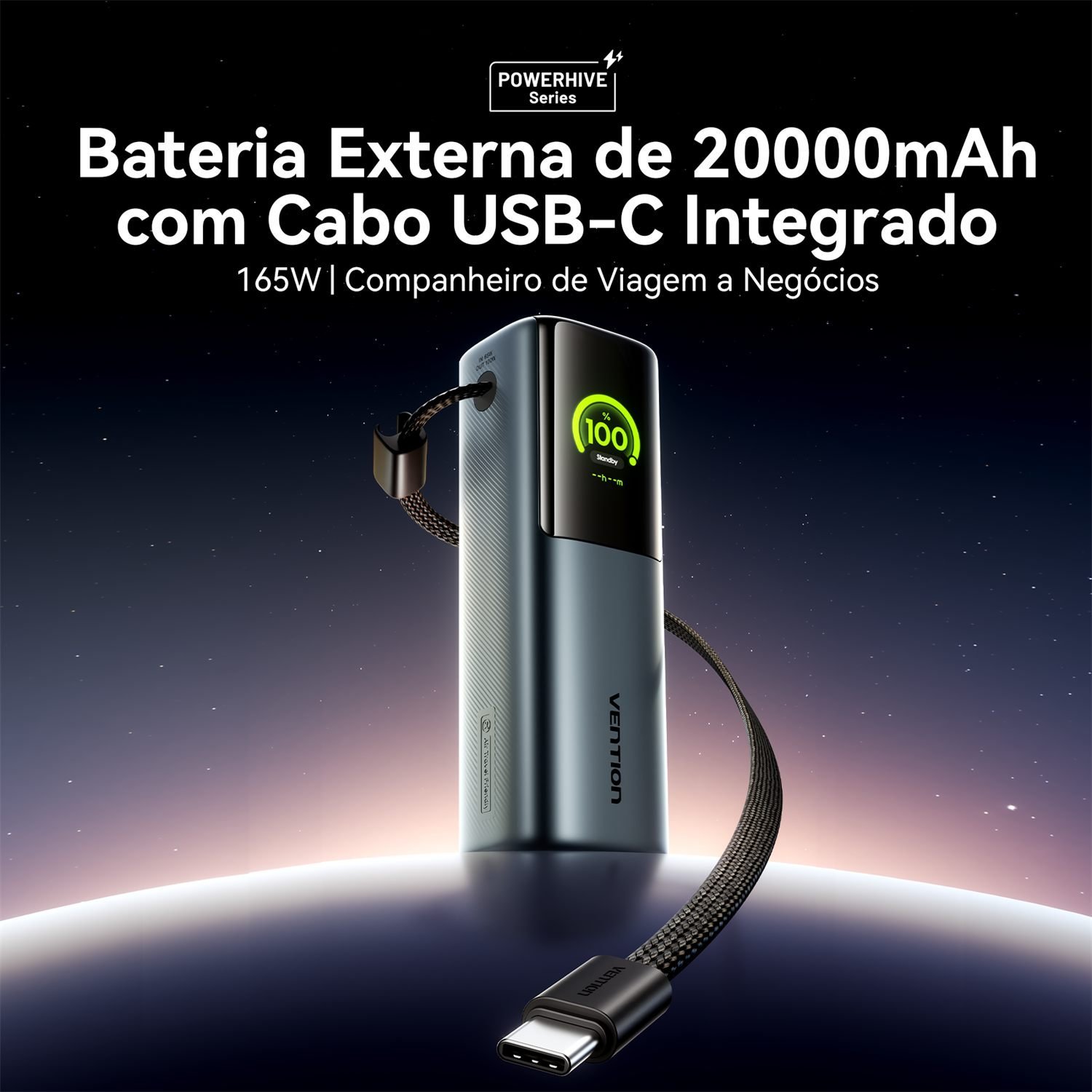 Power Bank 20000mAh 165W Visor Digital PD - Vention - Imagem 3