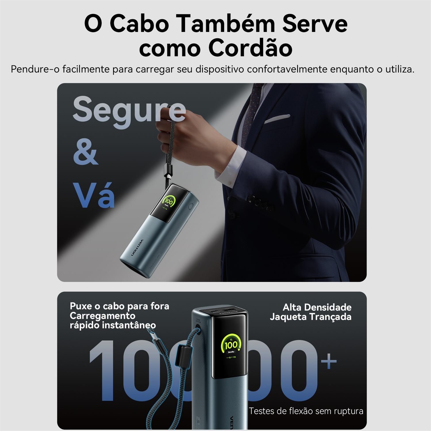 Power Bank 20000mAh 165W Visor Digital PD - Vention - Imagem 8