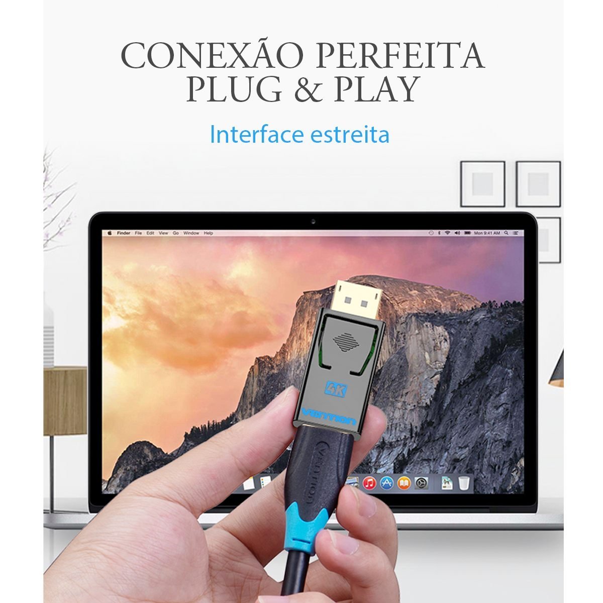 Adaptador HDMI Preto de Emenda DisplayPort Macho para 1 Fêmea - Vention - Imagem 10