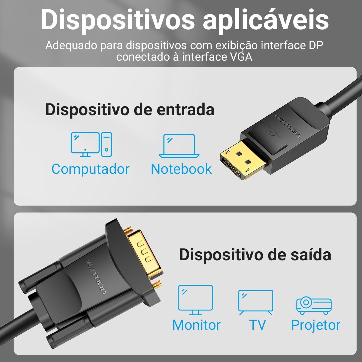 Cabo DisplayPort DP x VGA Monitor VGA - Vention - Imagem 3