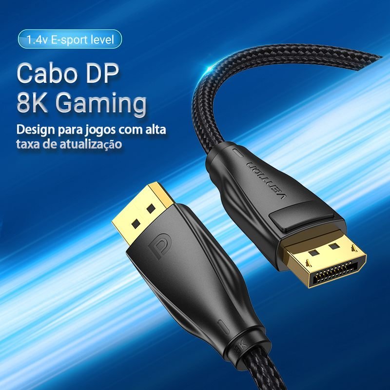 Cabo DisplayPort 1.4 8K 4K HDR 240Hz Ultra HD - Vention - Imagem 2