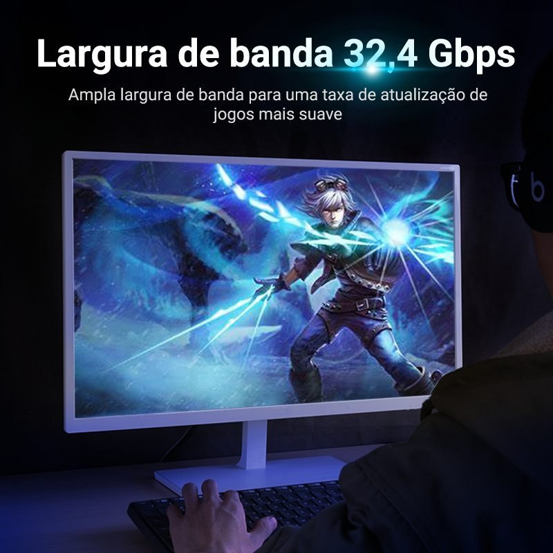 Cabo DisplayPort 1.4 8K 4K HDR 240Hz Ultra HD - Vention - Imagem 7