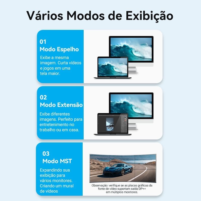 Cabo Mini DisplayPort DP 8K 60Hz 4K 144Hz - Vention - Imagem 9