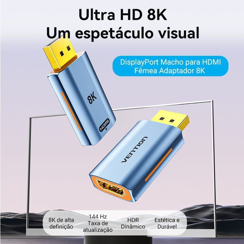 Adaptador Conversor 8K 60Hz DisplayPort para HDMI - Vention - Imagem 2
