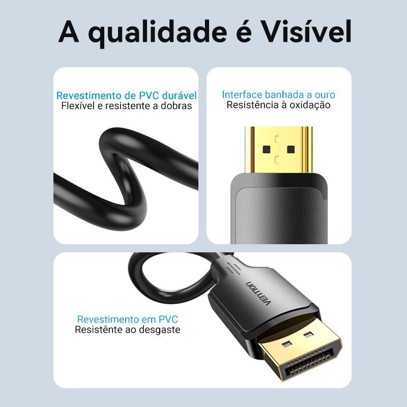 Cabo DisplayPort para HDMI 2.0 Full HD Gamer PC - Vention - Imagem 9