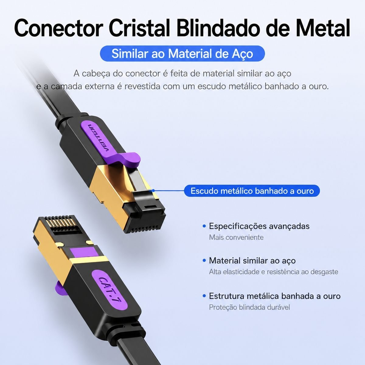 Cabo Rede Cat7 Flat Ethernet Lan Giga 10 Gbps - Vention - Imagem 4