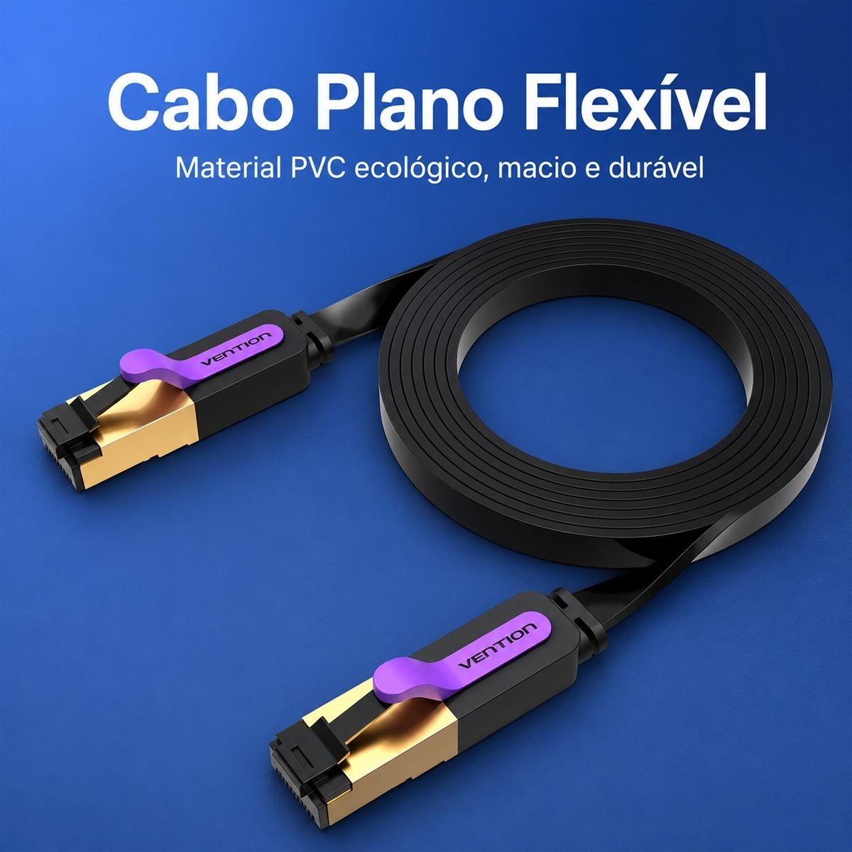 Cabo Rede Cat7 Flat Ethernet Lan Giga 10 Gbps - Vention - Imagem 8