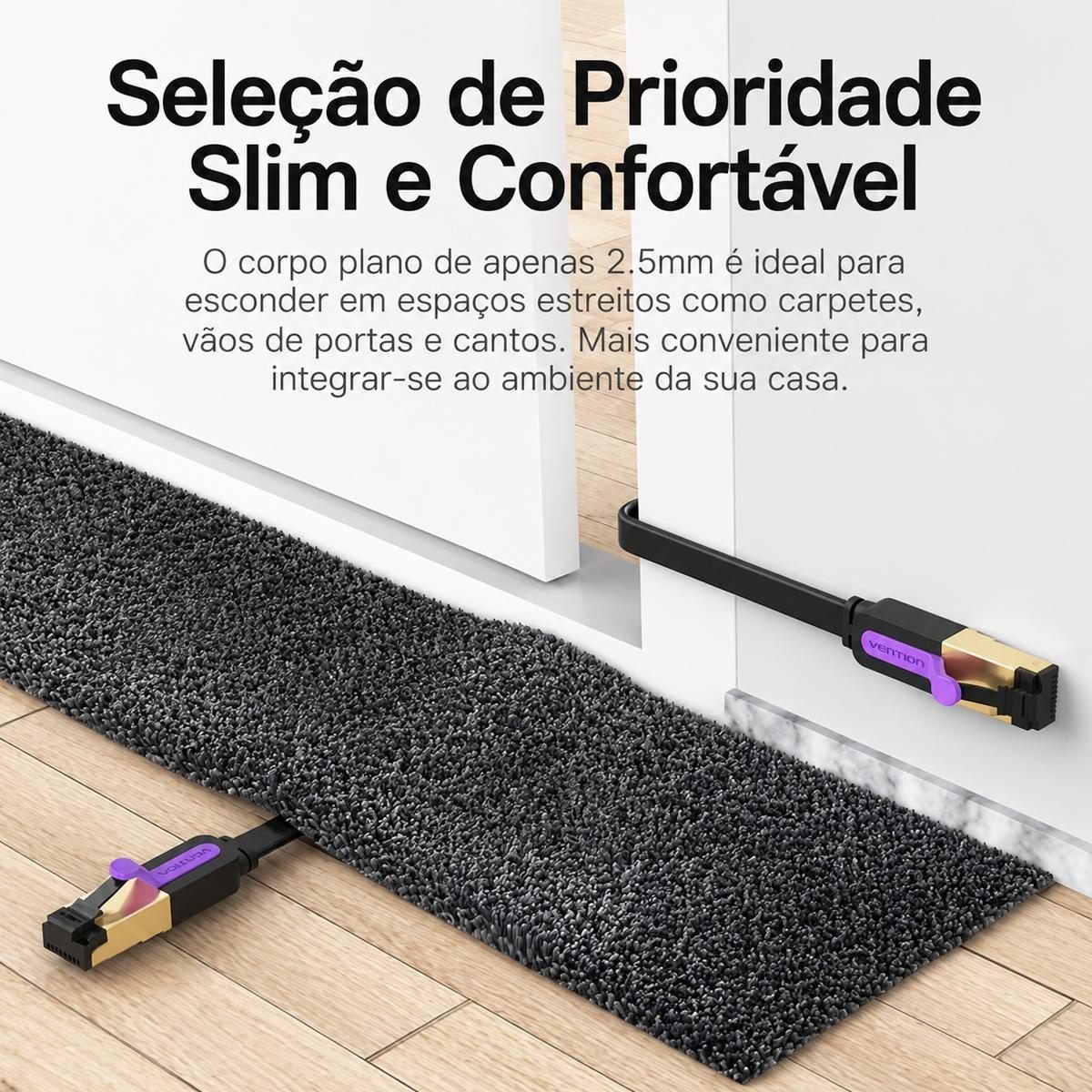 Cabo Rede Cat7 Flat Ethernet Lan Giga 10 Gbps - Vention - Imagem 9