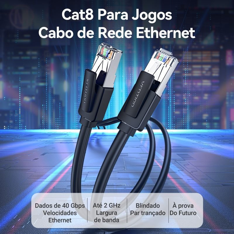 Cabo de Rede Cat8 RJ45 40 Gbps 2000MHz 40Gbps IKK - Vention - Imagem 2