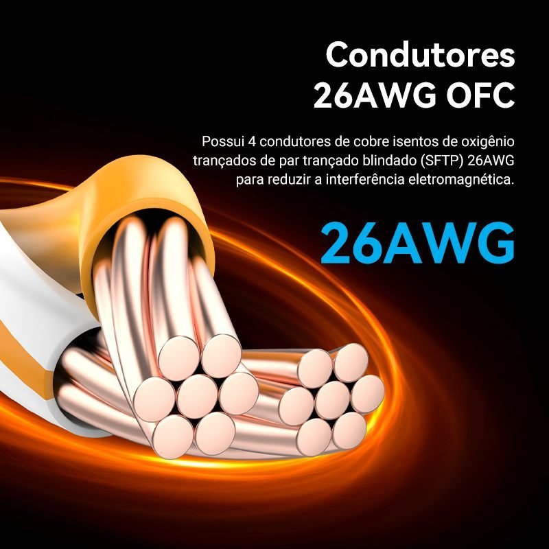 Cabo de Rede Cat8 RJ45 40 Gbps 2000MHz 40Gbps IKK - Vention - Imagem 7