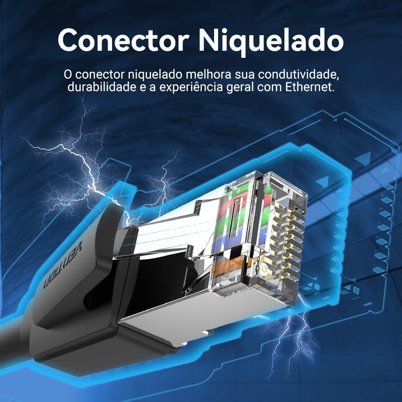 Cabo de Rede Cat8 RJ45 40 Gbps 2000MHz 40Gbps IKK - Vention - Imagem 8