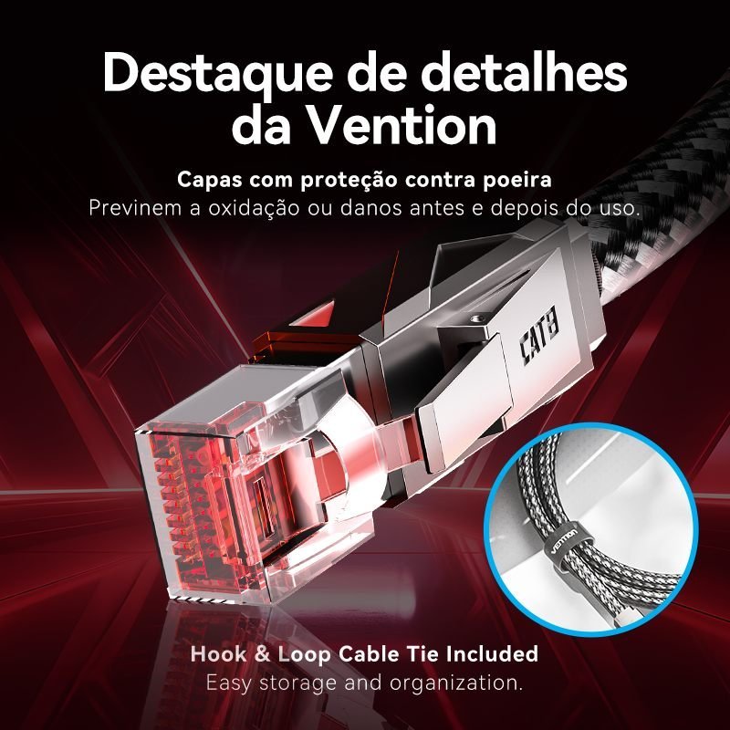 Cabo Rede Gamer Cat8 RJ45 40 Gbps 2000MHz - Vention - Imagem 9