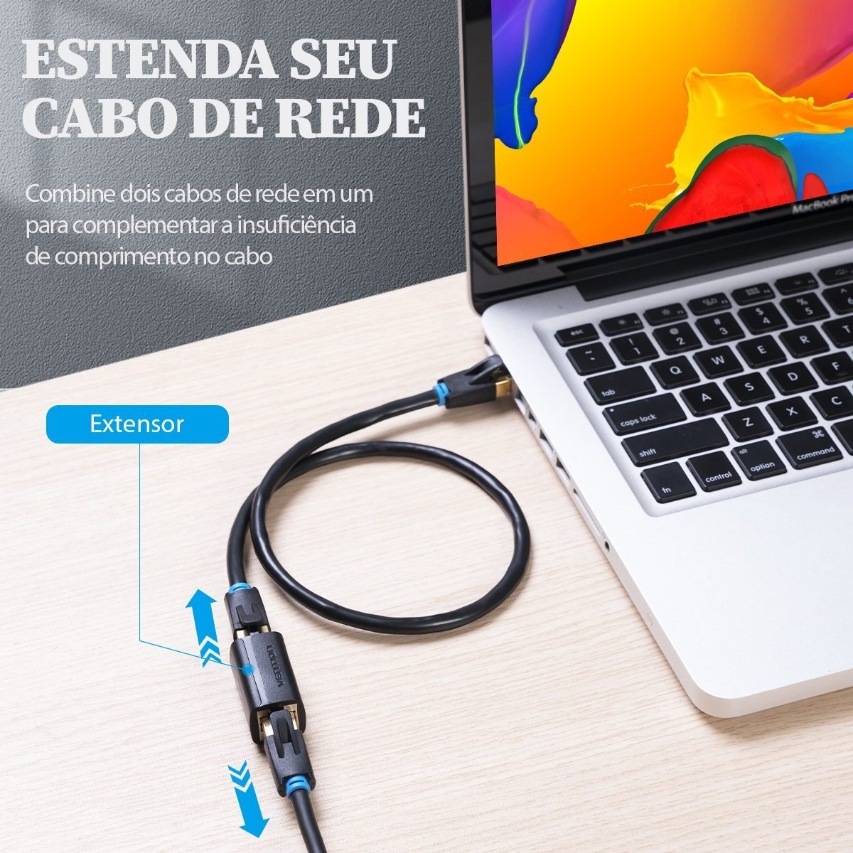 Emenda Extensor RJ45 Adaptador Cabo Rede Cat7 10 Gbps - Vention - Imagem 3