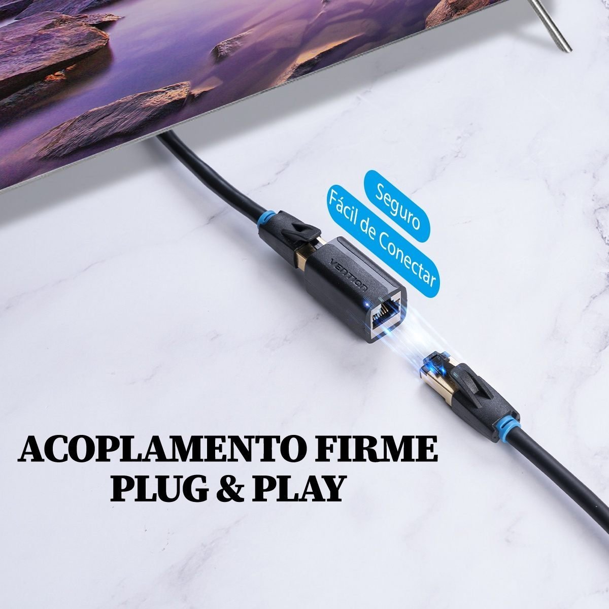 Emenda Extensor RJ45 Adaptador Cabo Rede Cat7 10 Gbps - Vention - Imagem 6