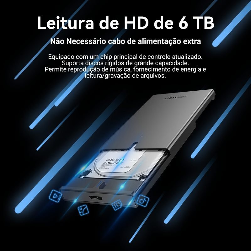 Case para HD Notebook SATA SSD 2.5 USB 3.0 PC TV - Vention - Imagem 4