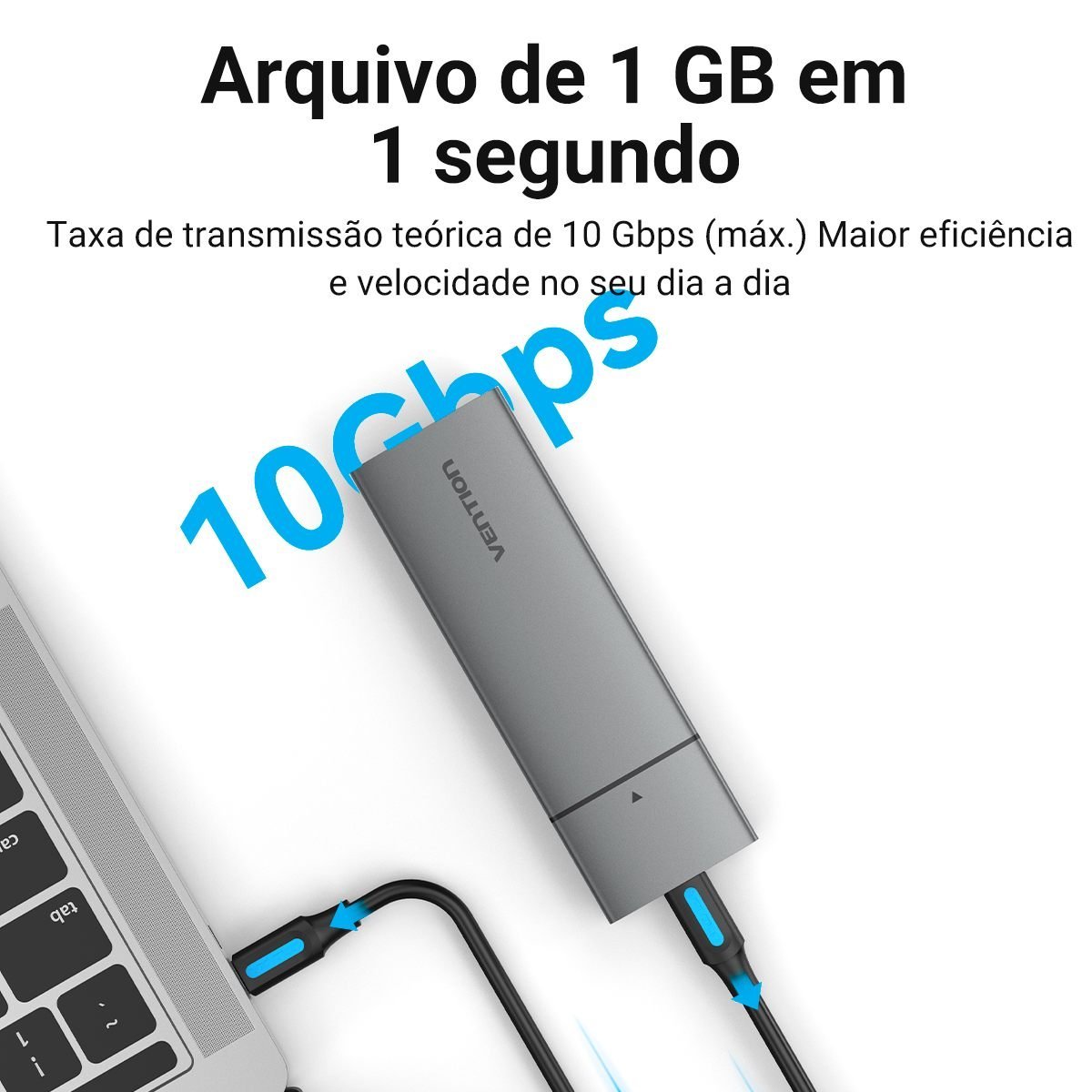 Case para SSD M.2 USB 3.1 Tipo C Gen 2 10 Gbps NVMe - Vention - Imagem 5