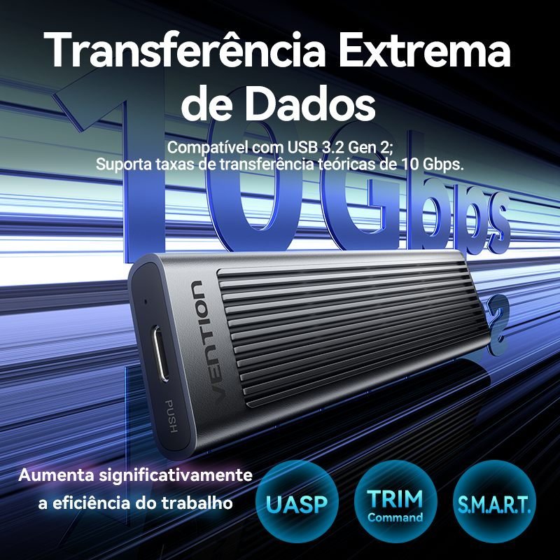 Case para SSD M.2 NVMe USB 3.2 Tipo C Gen 210 Gbps - Vention - Imagem 4