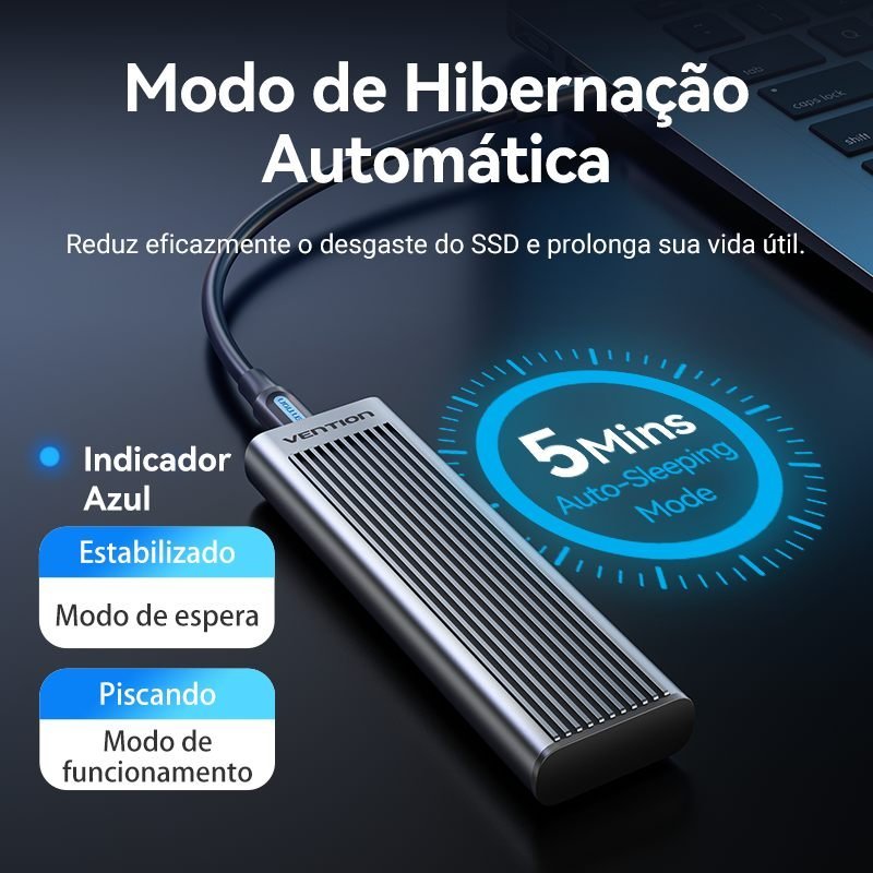 Case para SSD M.2 NVMe USB 3.2 Tipo C Gen 210 Gbps - Vention - Imagem 6