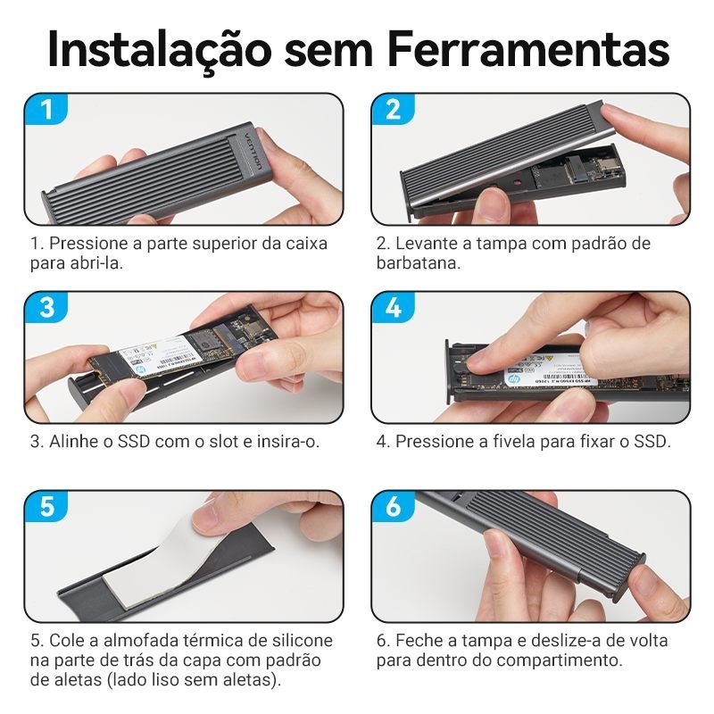 Case para SSD M.2 NVMe USB 3.2 Tipo C Gen 210 Gbps - Vention - Imagem 9
