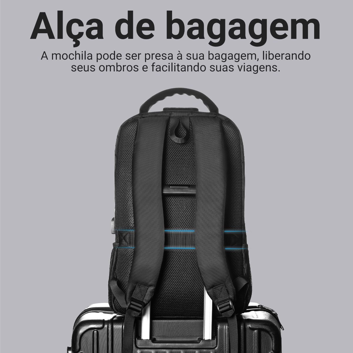 Mochila Executiva Notebook - 15,6'' Impermeável USB - Vention - Imagem 9