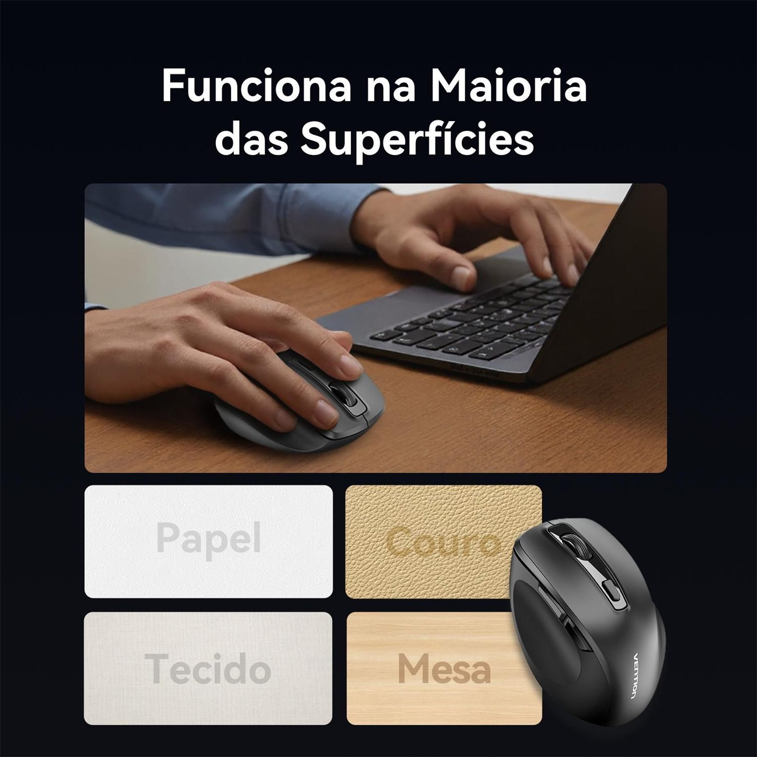 Mouse Sem Fio USB 2.4GHz para Notebook e Desktop - Vention - Imagem 8