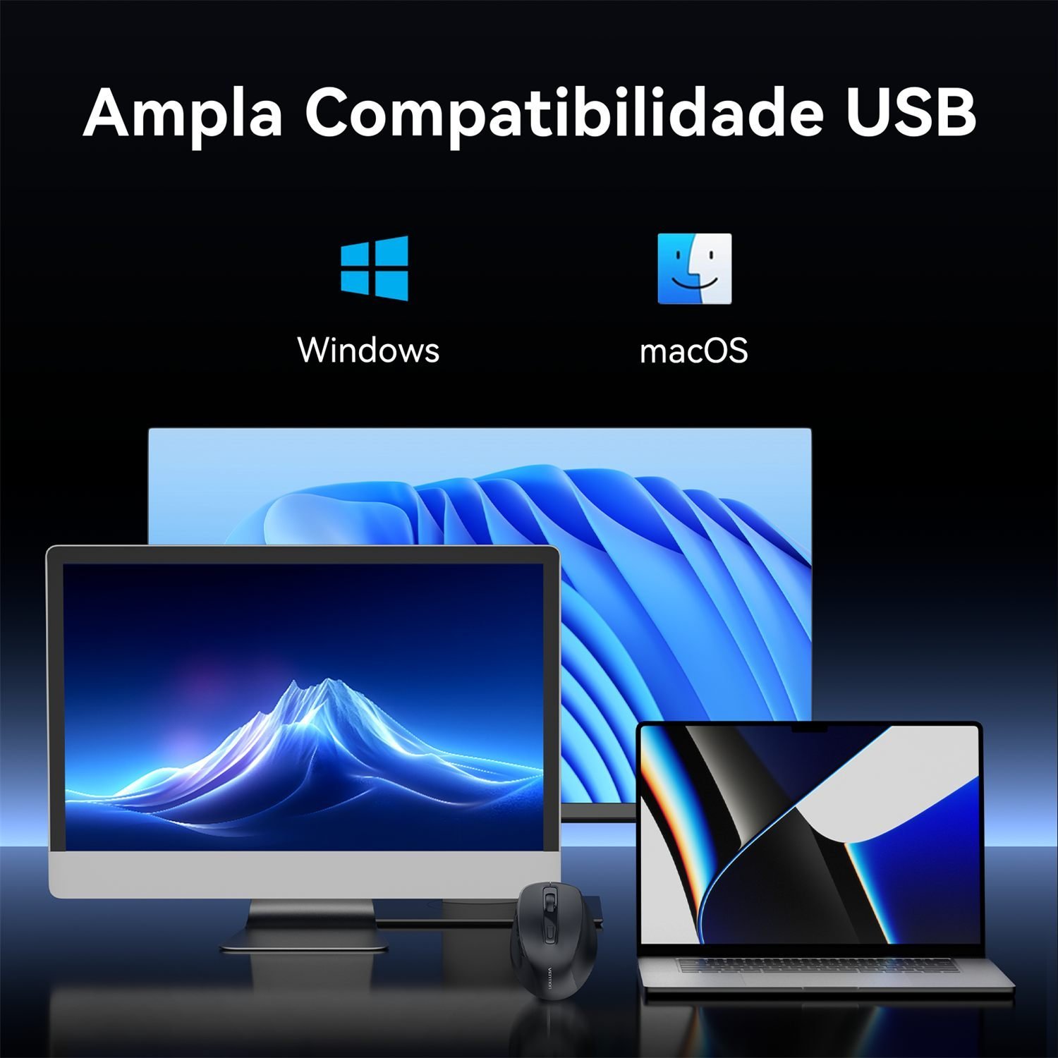 Mouse Sem Fio USB 2.4GHz para Notebook e Desktop - Vention - Imagem 9