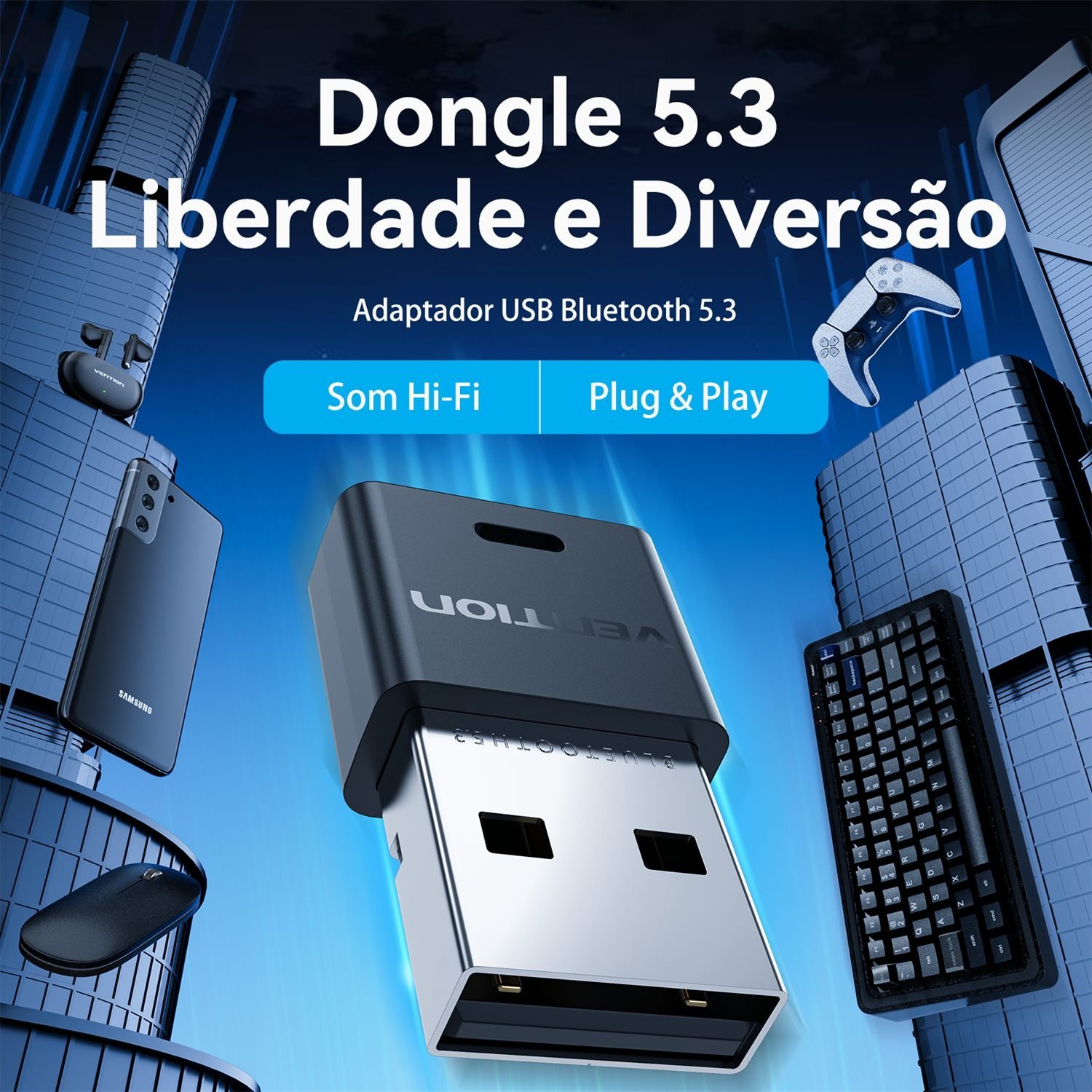 Adaptador Bluetooth USB Dongle 5.35 Dispositivo - Vention - Imagem 2