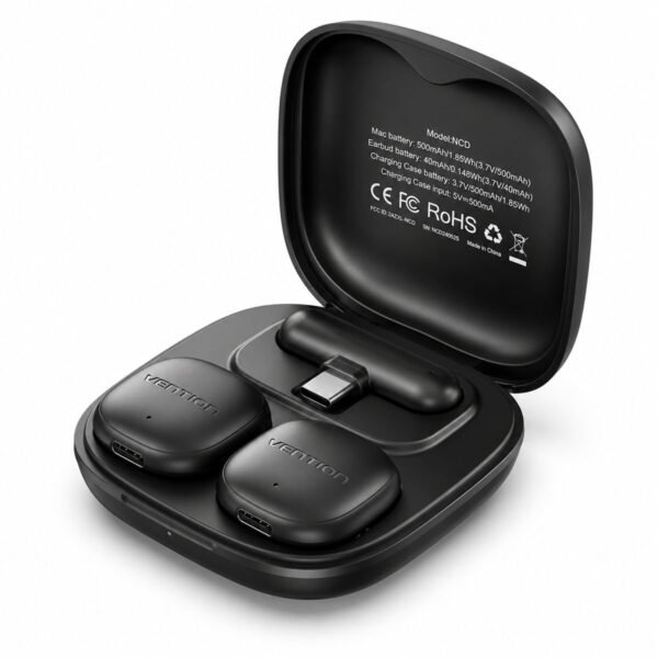 Microfone Lapela Sem Fio Duplo Anti Ruido IA com Imã - Vention