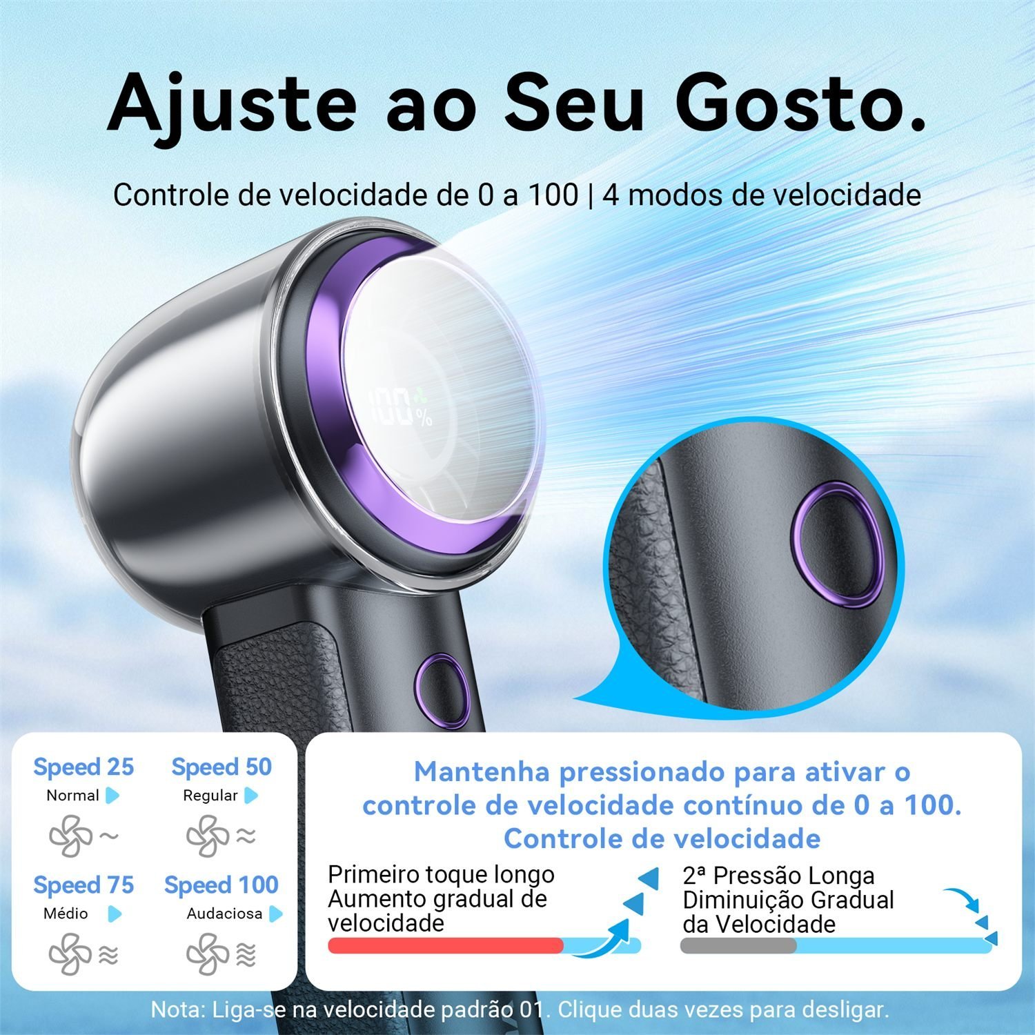 Ventilador de Mão Portátil USB Recarregável 3000mAh - Vention - Imagem 6