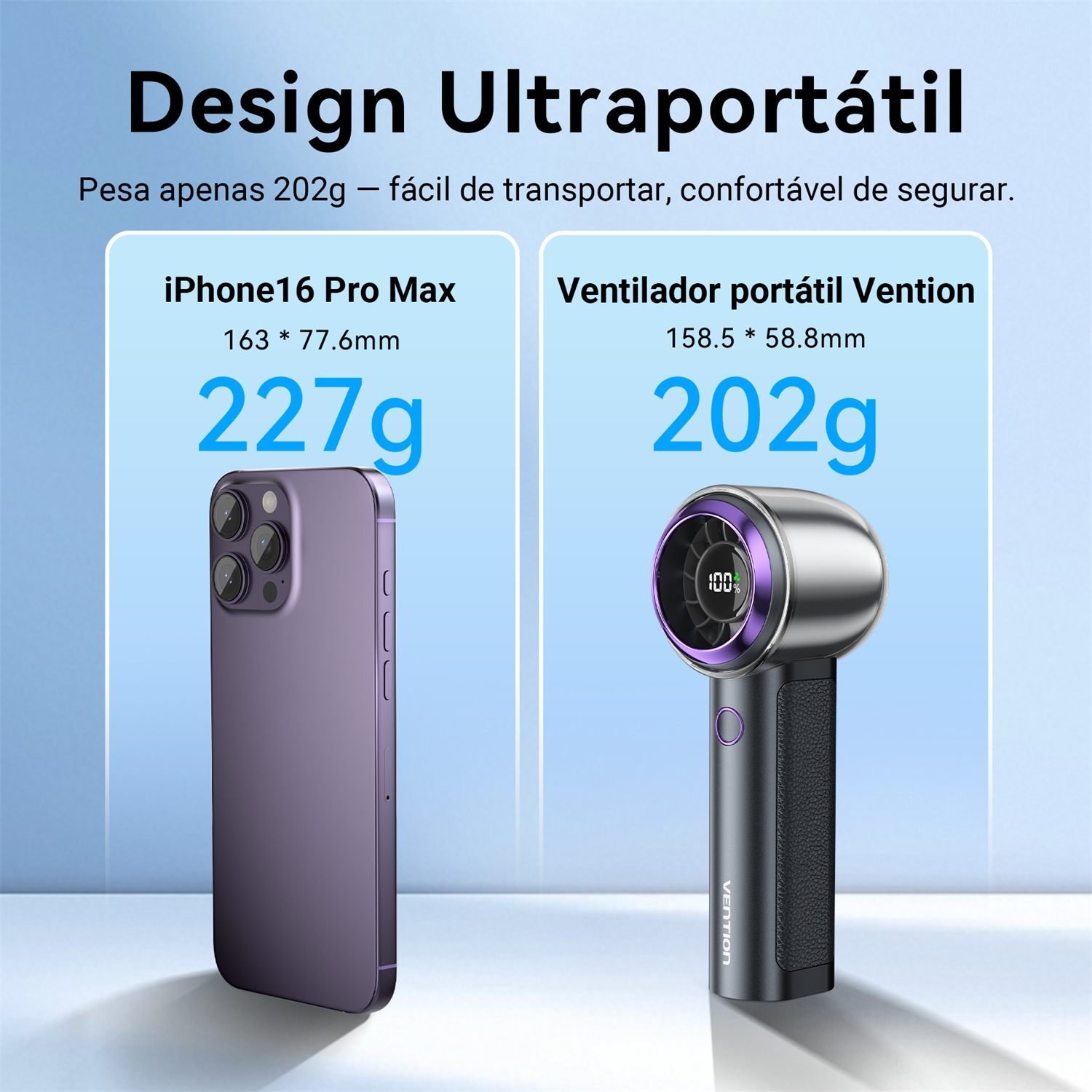 Ventilador de Mão Portátil USB Recarregável 3000mAh - Vention - Imagem 8